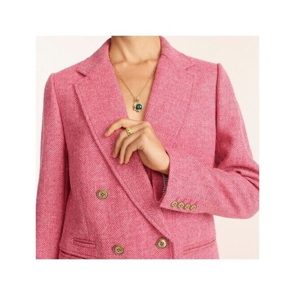 NWT J.Crew Bristol Blazer in Rose Pink English Wool Herringbone Jacket 6 $298 - Picture 9 of 9